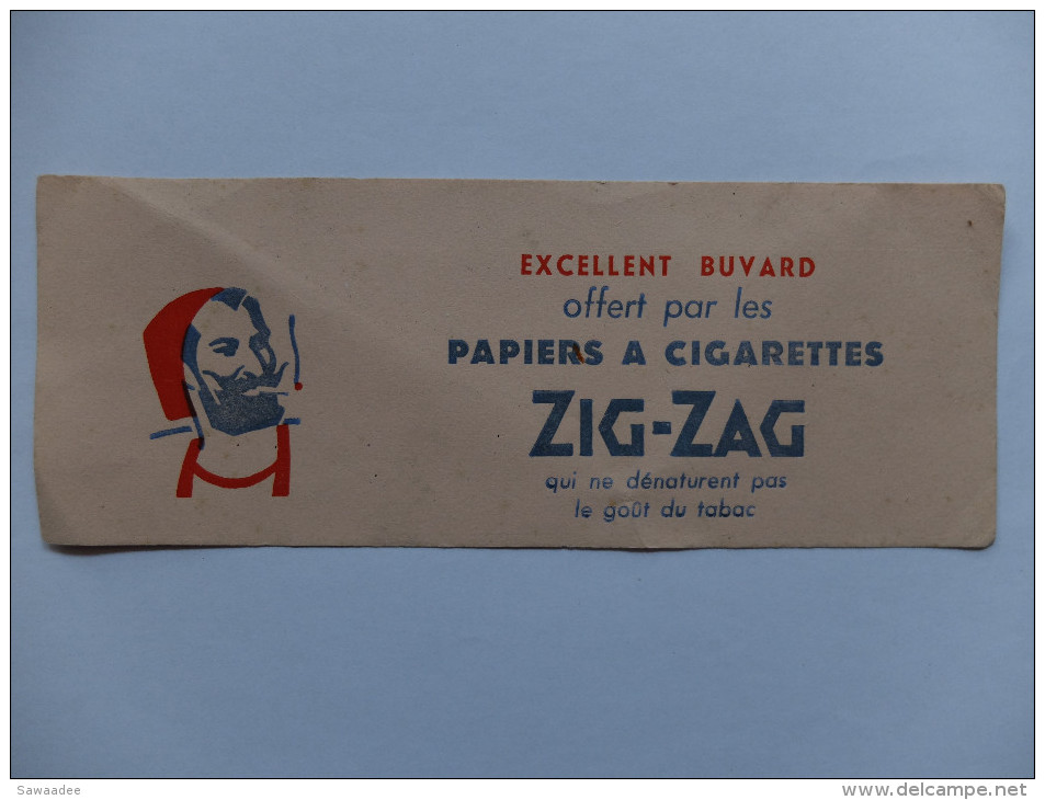 BUVARD - PAPIERS A CIGARETTES - ZIG ZAG - ZOUAVE - IMPRESSION ROUGE ET BLEU - Tabac & Cigarettes