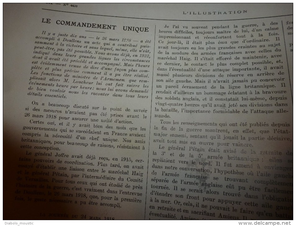 1928 COMMANDEMENT UNIQUE;Vie Parisienne Au 18e S;ARABIE Des Bédouins;VASA (Suède;LONDON;Musique-ondes;HINCHELIFFE Pilot - L'Illustration