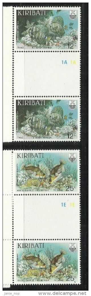 Kiribati 1985 Reef Fish Gutter Pair Set MNH - Kiribati (1979-...)