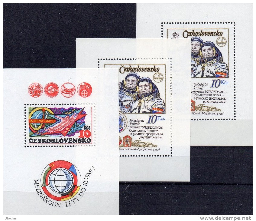 Typ I/II Kosmos-Flug 1979 CSSR Block 39I,II+Bl.40 ** 24€ Remek Blocchi Hoja Ss Bloc Space Sheets Bf Tschechoslowakei CSR - Sammlungen