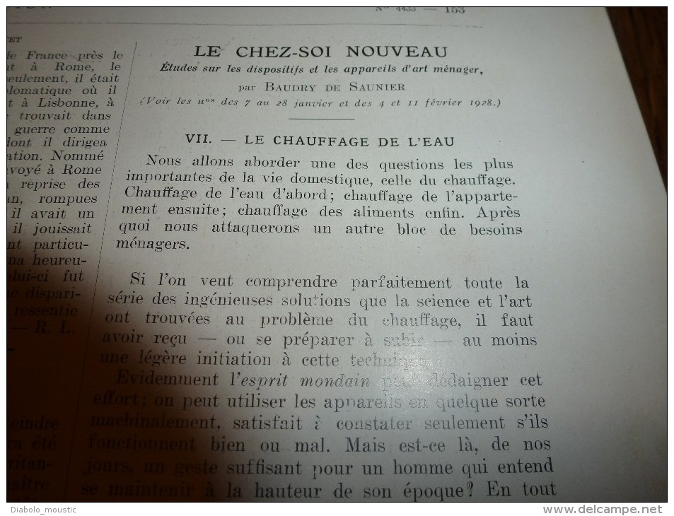 1928 GENEVE,villa Bartholoni;Art-Ménager;Alpinism Aérien Charousse,Mt-Blanc,etc;Emeute CANTON(Chine;QUEBEC;Edith Cavell - L'Illustration