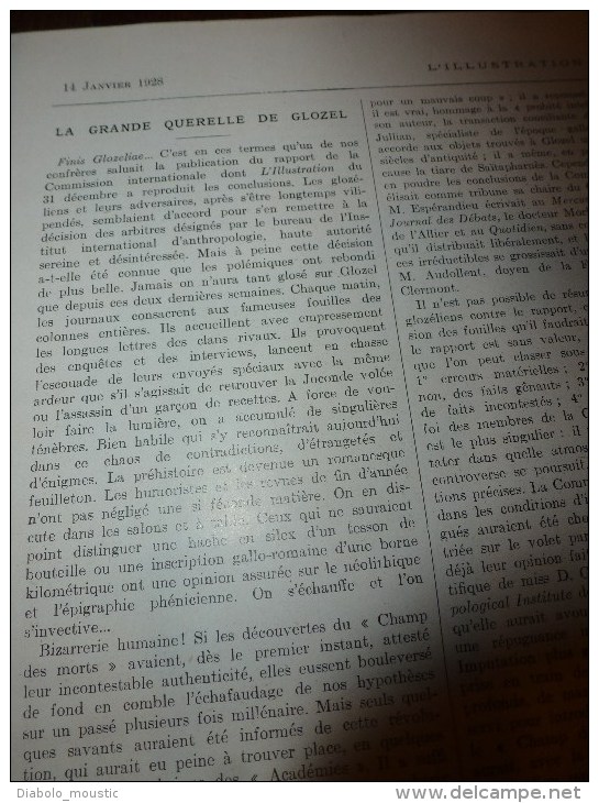 1928 ITALIE;Emeute CHINE;Inondation LONDON;Patinage;Glozel;Fam LOGEROT De Villemomble;Bobsleigh -St-Moritz;ETOUTTEVILLE - L'Illustration