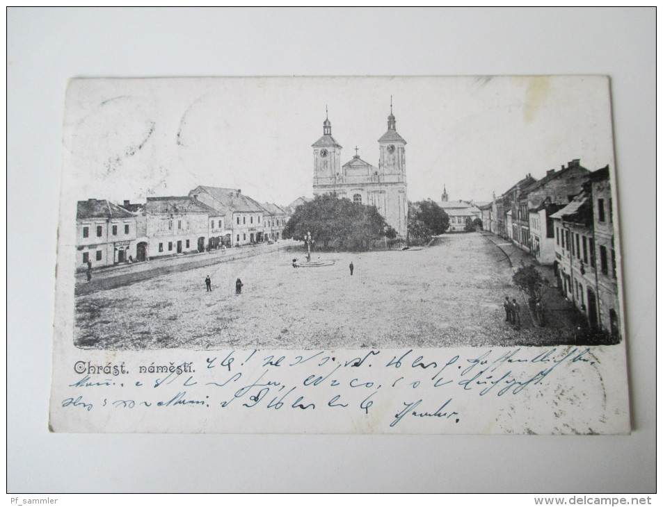 AK 1901 Österreich / Tschechien / Böhmen. Chrast. Namesti. Kirche / Dorfplatz. Seltene AK. Atelier Ku Zhotov. E. Velim, - Czech Republic