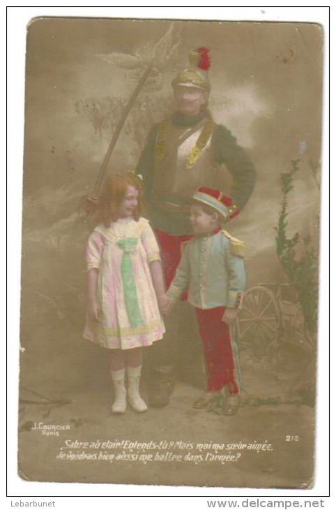 Carte Postale Ancienne  "patriotique"militaire,sabre Et 2 Enfants - Patriotiques