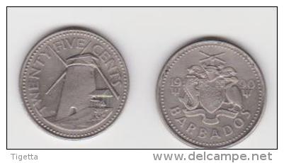 BARBADOS 25 CENTS 1990 - Barbades