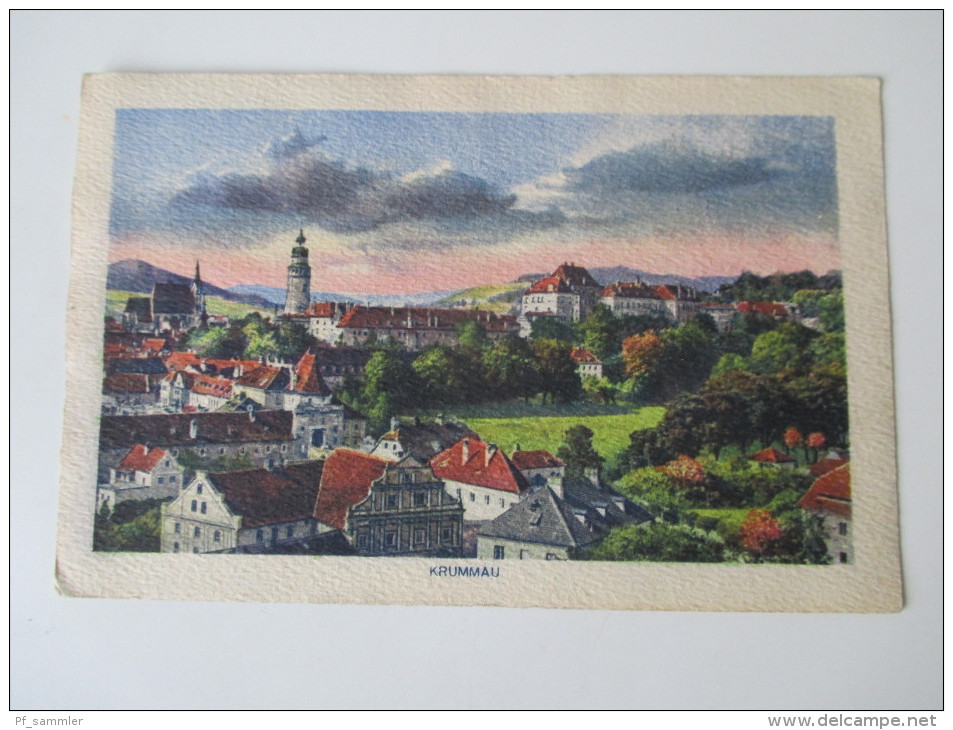 AK / Künstlerkarte 1920 Krummau. Panoramaansicht. Großverlag Ed. Zenker, Budweis - Sudeten