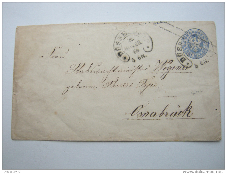 1866, DÜSSELDORF , Seltener Hufeisenstempel  Auf Ganzsache - Entiers Postaux