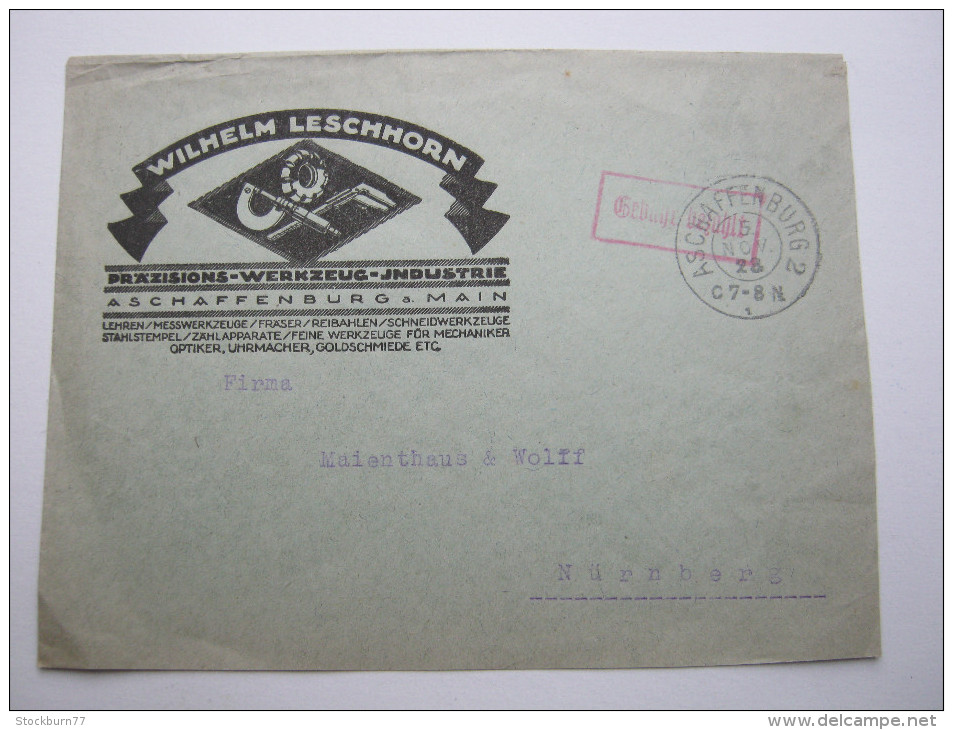 1923, Aschaffenburg    - Gebühr Bezahlt , Klare Stempel Auf Brief , 2 Seitig Geöffnet - Briefe U. Dokumente