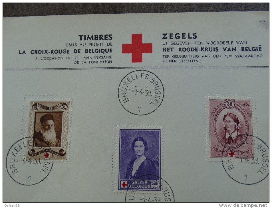 Belgique Croix RougeFeuillet Souvenir De La Reine Elisabeth COB:N°496*503 - ....-1951