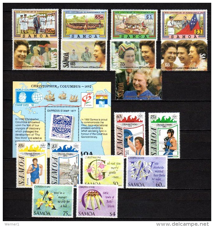 Samoa 1992 Michel 728-745, Block 50 Ships, Columbus, Olympic Games Barcelona, Orchids Etc. 17 Stamps + S/s MNH - Samoa