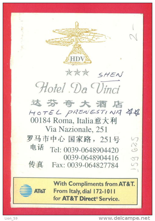 159625 / ROMA / ROME - MAP - HOTEL DA VINCI - 00184 ROMA ITALIA VIA NAZIONALE 251 Italia Italy Italie Italien - Santé & Hôpitaux