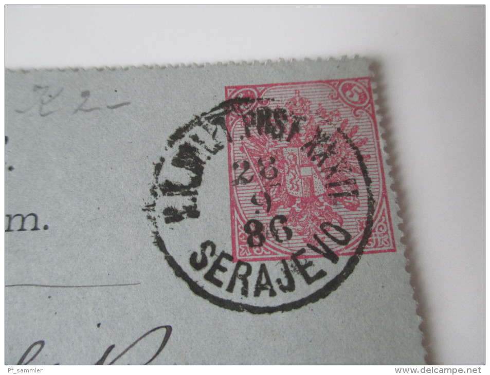 Österreich / Bosnien U. Herzegowina 1886 Kartenbrief K 5 Mit Stempelfehler / Setzfehler!! Serajevo!! Toller Beleg!!! - Bosnien-Herzegowina