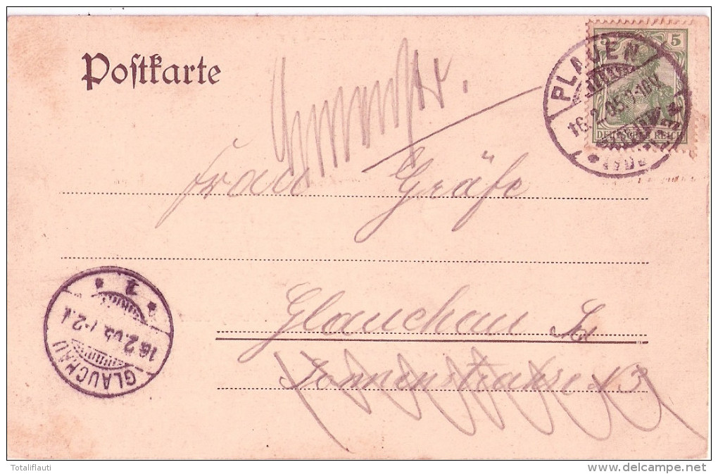 Gruss Aus Plauen Im Vogtland Königliches Lehrer Seminar Dittrichplatz 16.2.1905 Gelaufen - Plauen