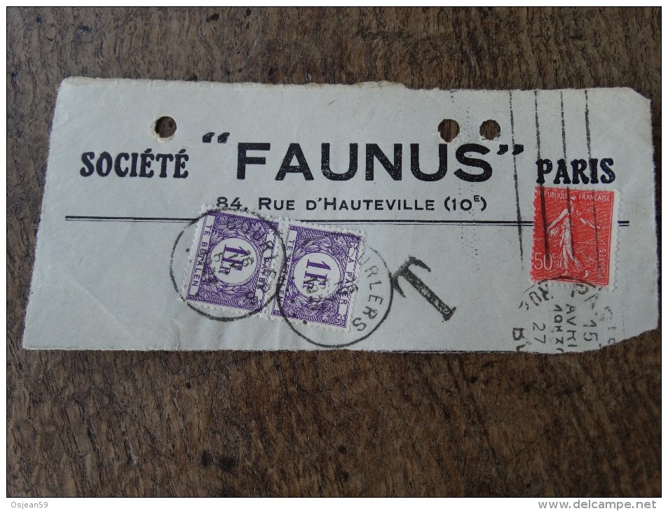 Timbres Taxes Tx43  Sur Document Venu De France - Autres & Non Classés