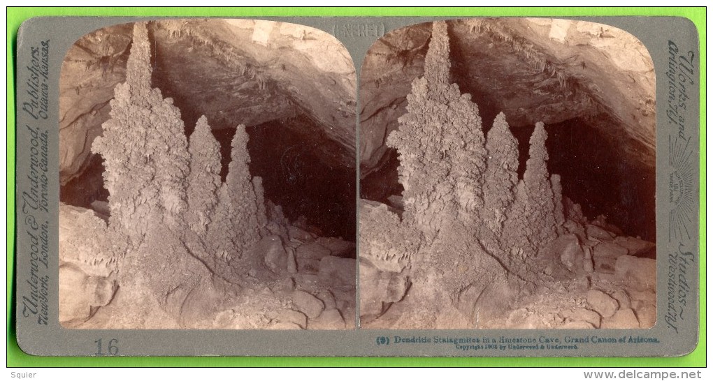 Stalagmites, Arizona,  Underwood, Grand Canyon - Stereoscopic