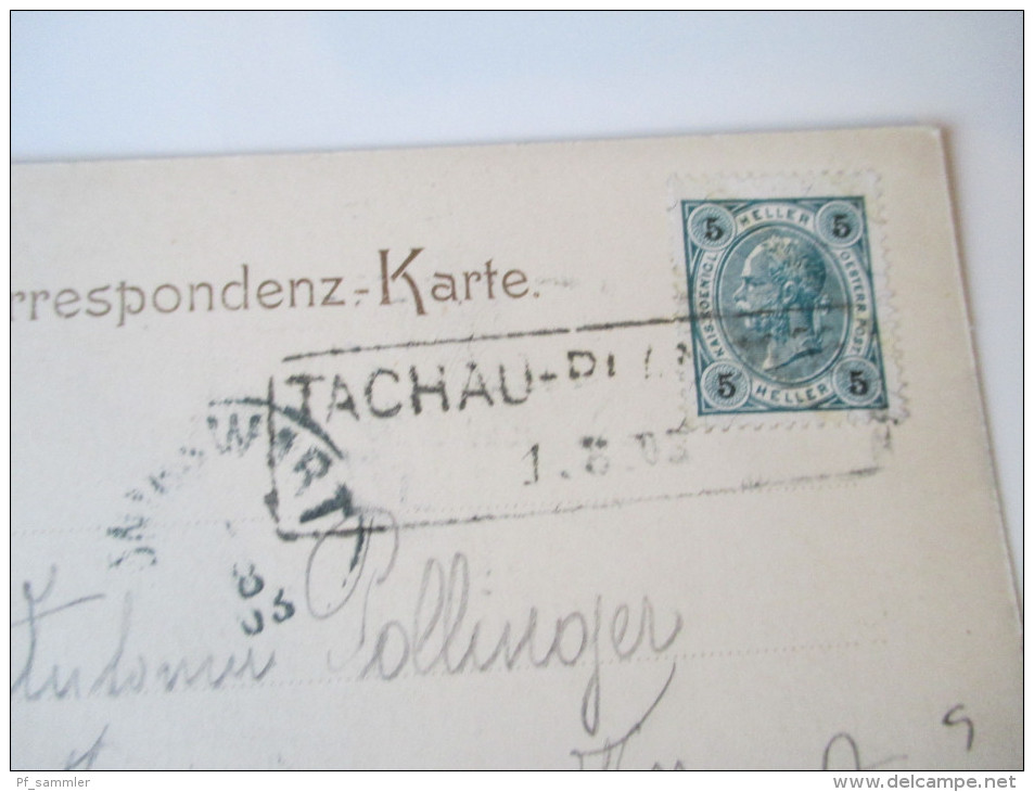 AK 1903 Österreich / Tschechien / Böhmen. Gruss Aus Tachau. Marktplatz. Kastenstempel / Bahnpost. Foto Freissner - Böhmen Und Mähren