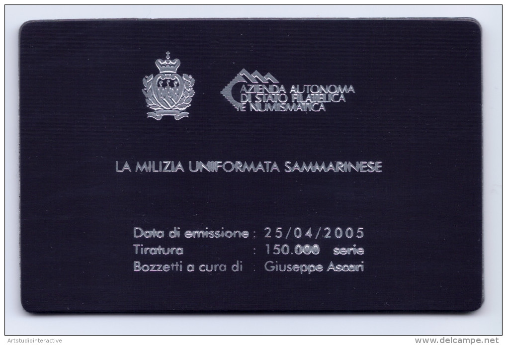 2013 SAN MARINO  "MILIZIA UNIFORMATA SANMARINESE 0,45" CALAMITA CARD - Abarten Und Kuriositäten