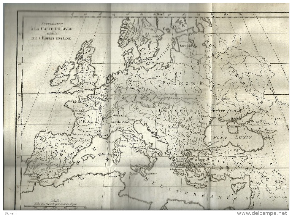 OEUVRES de MONTESQUIEU   tome III   nouvelle édition   1796  + carte du livre intitulé DE L ESPRIT DES LOIX