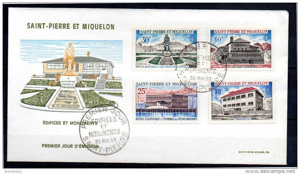 SPM Saint Pierre Et Miquelon Lettre Avec N° 387 à 390 Oblitéré St Pierre 1er Jour FDC - Storia Postale