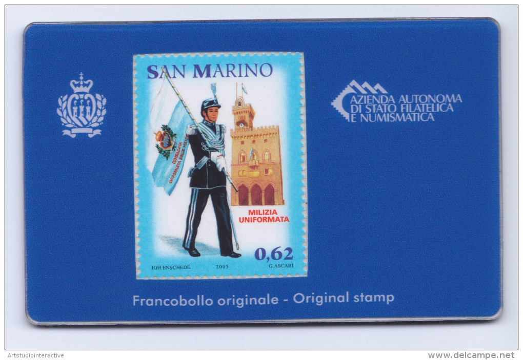 2013 SAN MARINO  "MILIZIA UNIFORMATA SANMARINESE 0,62" CALAMITA CARD - Errors, Freaks & Oddities (EFO)