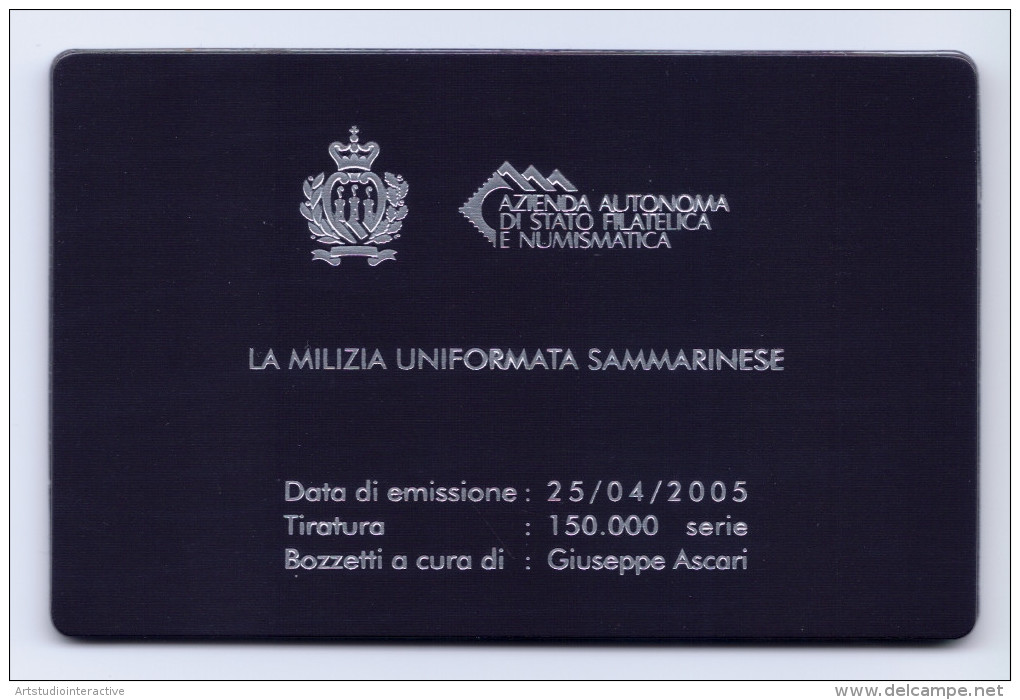 2013 SAN MARINO  "MILIZIA UNIFORMATA SANMARINESE 0,62" CALAMITA CARD - Errors, Freaks & Oddities (EFO)