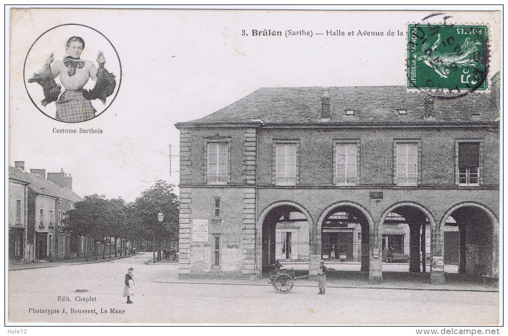 72 - Brûlon (Sarthe) - Halle Et Avenue De La Gare - Brulon