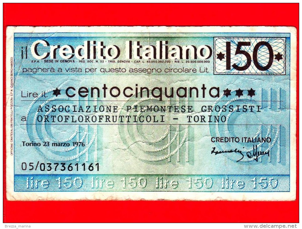 MINIASSEGNI - CREDITO ITALIANO  - CI150230376B - Usato - [10] Cheques Y Mini-cheques