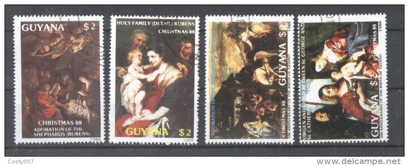 Guyana 1988 Paintings Christmas Used DE.058 - Guyana (1966-...)