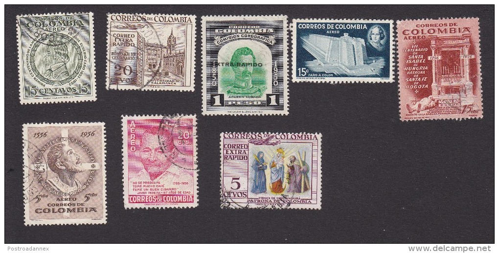Colombia, Scott #C281-C282, C284, C286, C291, Used, Various Issues, Issued 1955-56 - Colombia