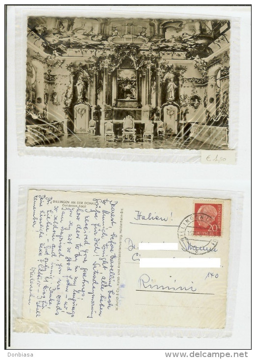 Dillingen An Der Donau: Goldener Saal. Postcard B/w Cm 9x14 Travelled 1956 - Dillingen
