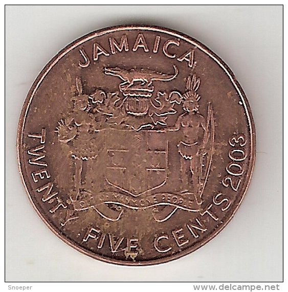 Jamaica 25 Cents 2003 Km 167  Unc - Jamaica