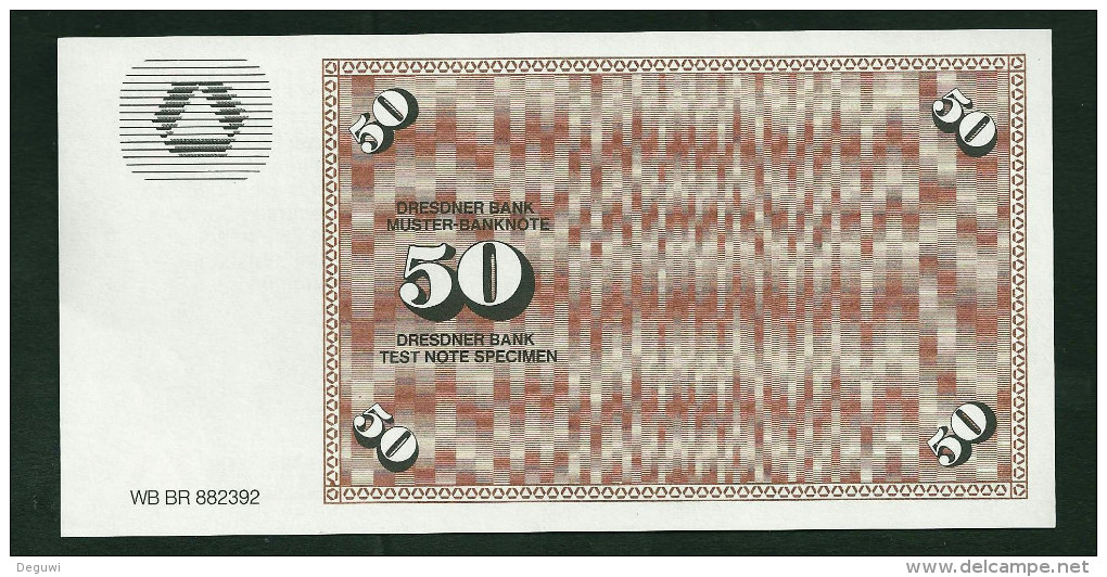 Test Note "DRESDNER BANK" Testnote, 50 DM, Beids. Druck, RRRRR, UNC - Sonstige – Europa