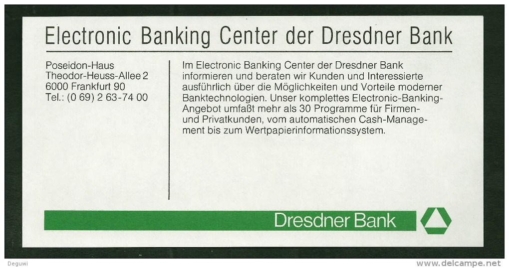 Test Note "DRESDNER BANK" Testnote, 50 DM, Beids. Druck, RRRRR, UNC - Andere - Europa
