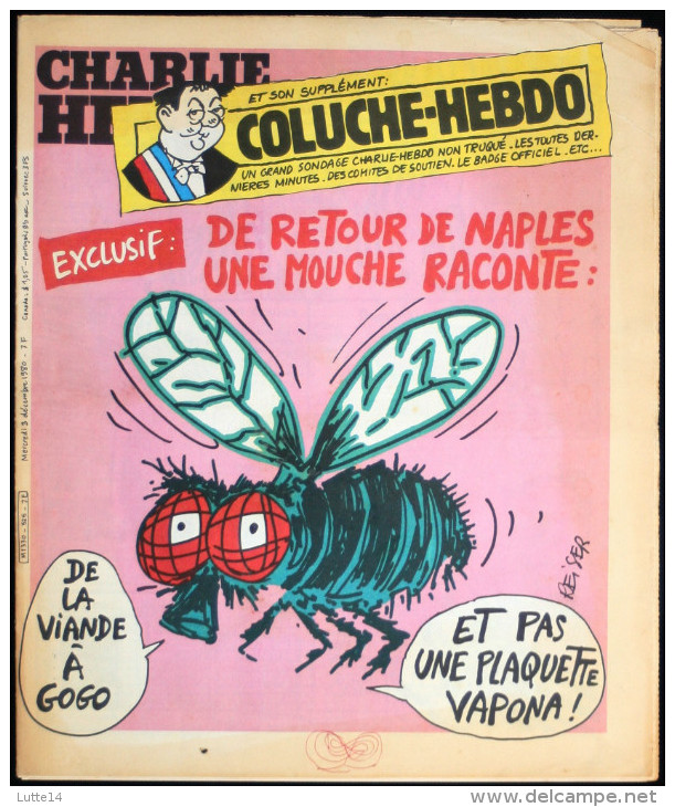 CHARLIE HEBDO N° 525 Du 03/12/1980 -  Coluche / Feignants De Ritals / Petits Maos / Tragédie à Naples / Cabu - Humour