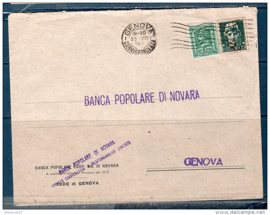 Italia / Italy  1945 - Lettera Per Genova  Con Marca Da Bollo Cent.10 CAT.200€ - Fiscales