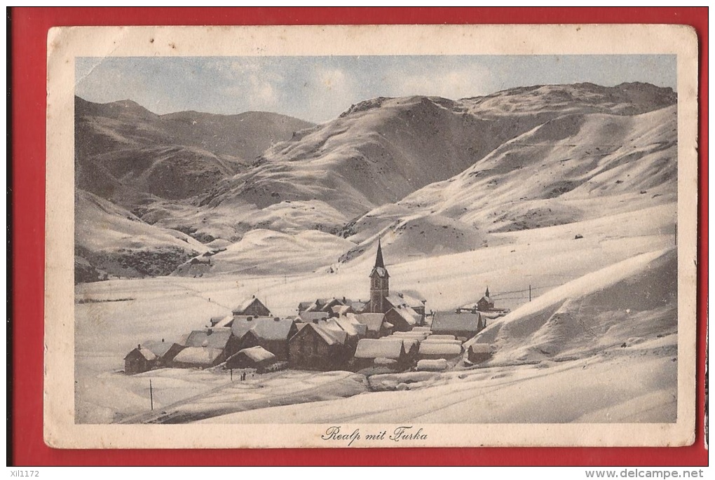 DVS -10 Realp Mit Furka Im Winter. Stempel Andermatt U. Bettlach 1913 + PortWache Furka Léger Pli - Andermatt