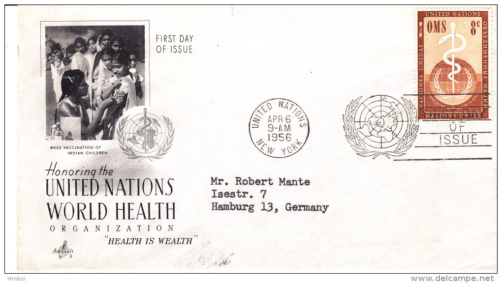 OMS Nations Unis, Fdc New-York 1956 - WGO