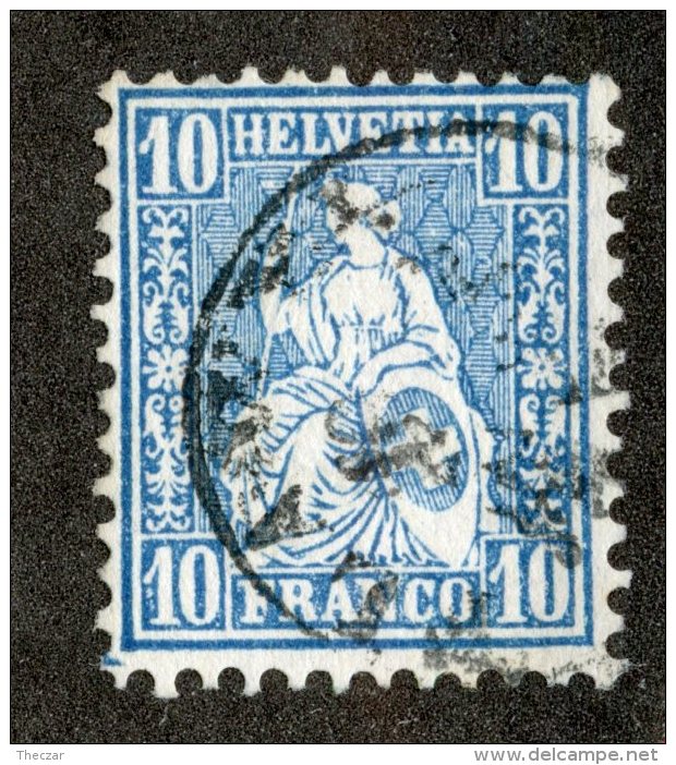 3253  Swiss 1862  Zum.#31  Mi.#23d (o) Scott.#44    Cat. 9.€ -Offers Welcome!- - Oblitérés