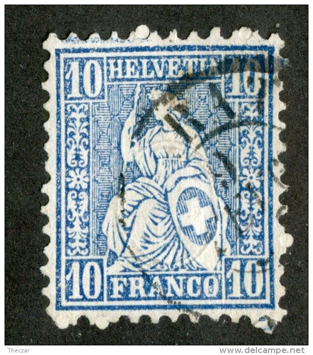 3273  Swiss 1862  Zum.#31  Mi.#23d (o) Scott.#44    Cat. 9.€ -Offers Welcome!- - Usados