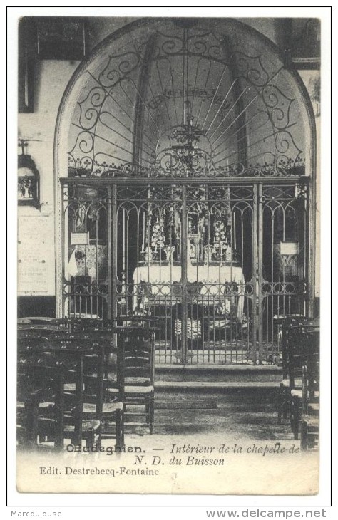 Oeudeghien (Frasnes-lez-Anvaing). Intérieur De La Chapelle De Notre-Dame Du Buisson. Cachet Postal Ligne 1906. Timbre 53 - Frasnes-lez-Anvaing