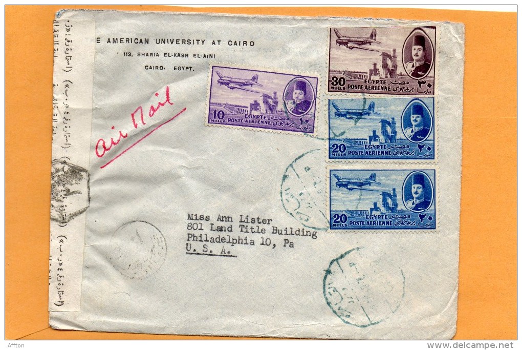 Egypt Old Censored Cover Mailed To USA - Cartas & Documentos