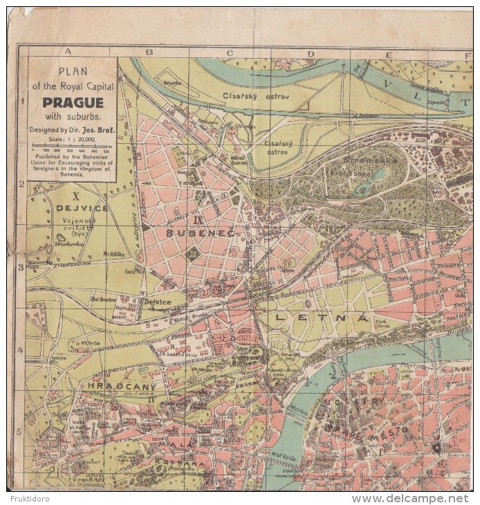 Map Of Prague From 1917 - Geographische Kaarten