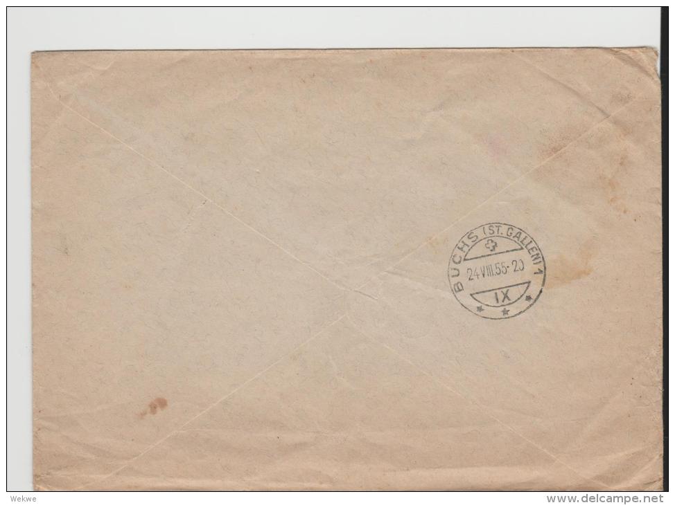 Lie003a/ LIECHTENSTEIN -  Sport 1955 Per Drucksache/Airmail Nach Balgowlah, Australien. Stempelfehleinstellung 1944! - Lettres & Documents