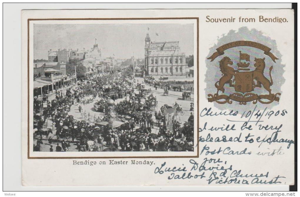 Vic169/ Souvenier Card Bendigo. Easter Monday 1905 Sent To Spain - Bendigo