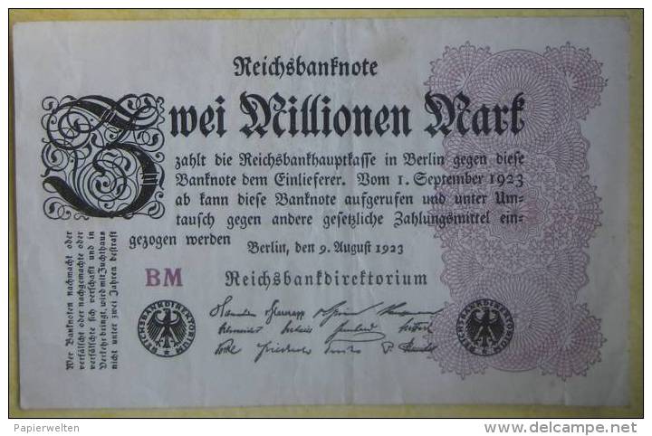 2000000 Mark 1923 (WPM 104d) 2 Millionen 9.8.1923 - 2 Miljoen Mark