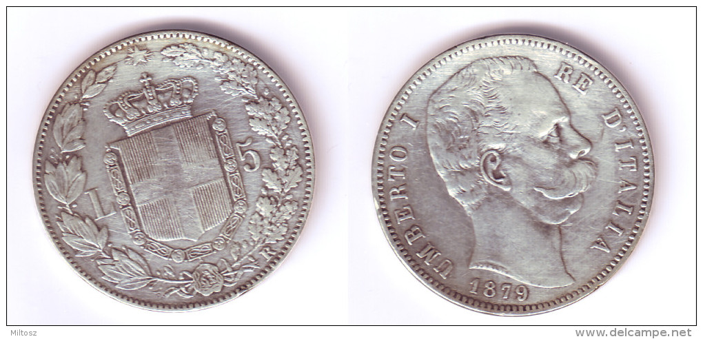 Italy 5 Lire 1879 R - 1878-1900 : Umberto I.