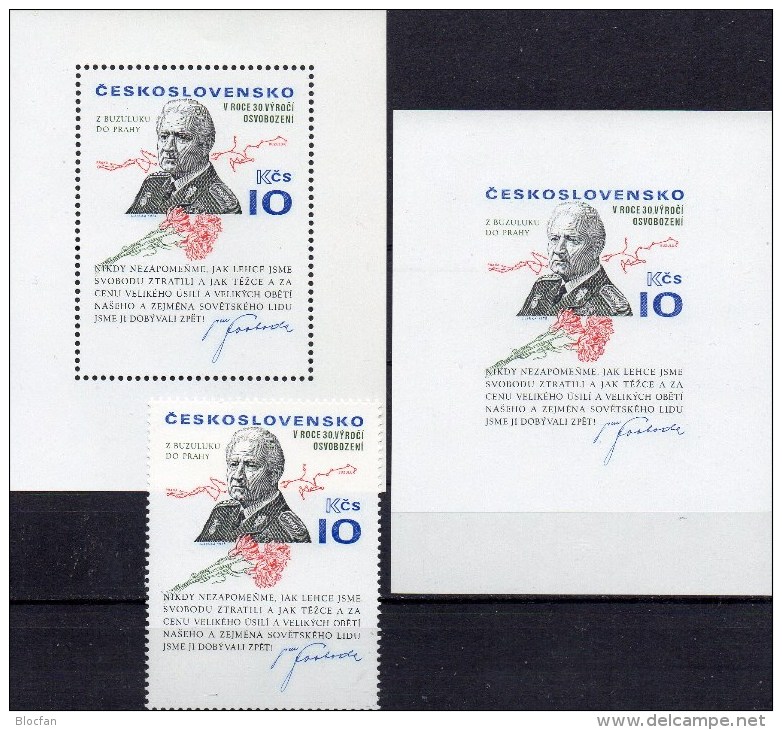 Porträt Präsident Svoboda 1975 CSSR 2293+Block 31 A+B ** 62€ Imperforiert Bloque Bloc M/s Sheets Bf CSR Tschechoslowakei - Variétés Et Curiosités