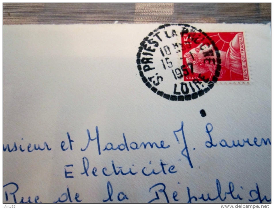 Cachet Manuel A Tireté St Priest La Pruche  Loire 1957 / Avec Correspondance - Manual Postmarks