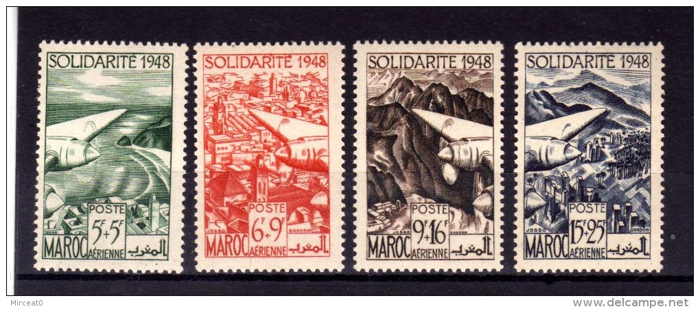 MAROC  1949  MNH  -  " AU PROFIT DES OEUVRES DE SOLIDARITE "  -  4  VAL. - Autres & Non Classés