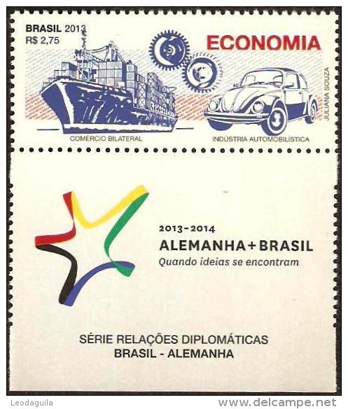 BRAZIL 2013  -  Brazil And Germany Diplomatic Ties - Economy  -  Freighter / Volkswagem  -  MINT - Neufs